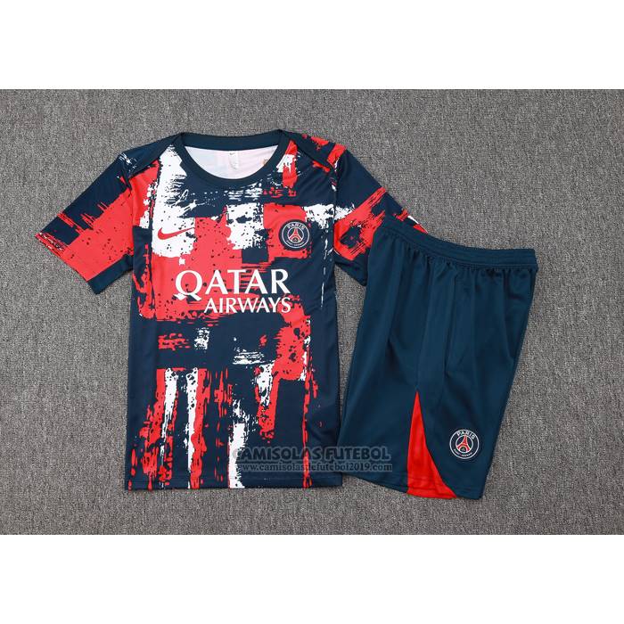 Fato de Treino Paris Saint-Germain Jordan Manga Curta 2024-2025 Azul Y Vermelho - Calcas Curta